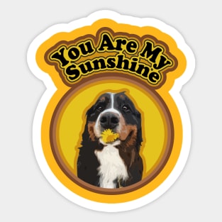 Funny Bernese Mountain Dog with Cute Flower and Sunshine Sticker